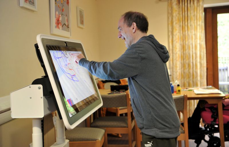 Man using a smart table